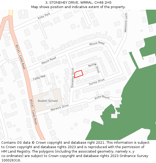 3, STONEHEY DRIVE, WIRRAL, CH48 2HS: Location map and indicative extent of plot