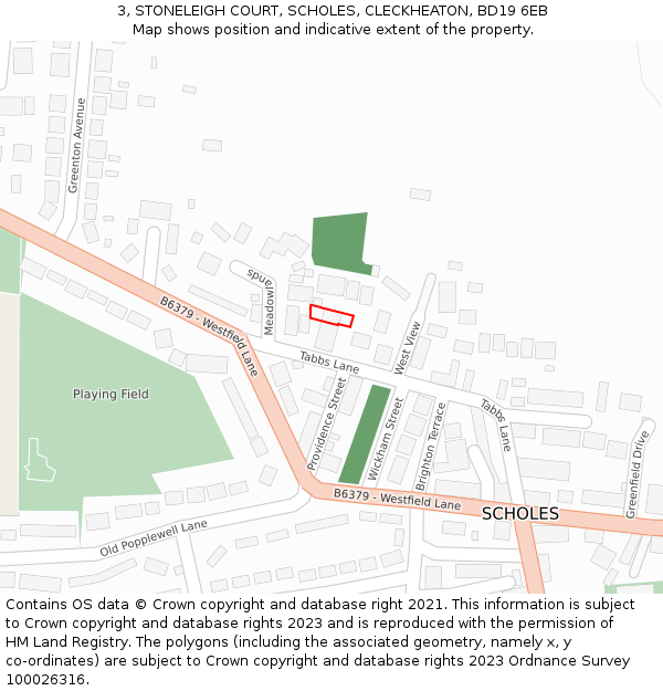 3, STONELEIGH COURT, SCHOLES, CLECKHEATON, BD19 6EB: Location map and indicative extent of plot