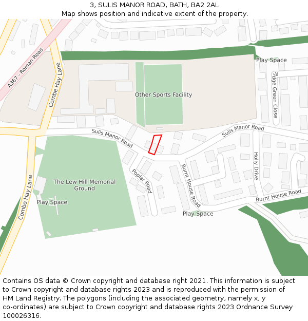 3, SULIS MANOR ROAD, BATH, BA2 2AL: Location map and indicative extent of plot