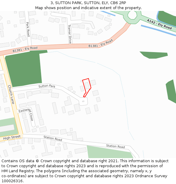 3, SUTTON PARK, SUTTON, ELY, CB6 2RP: Location map and indicative extent of plot