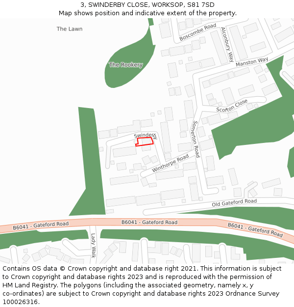 3, SWINDERBY CLOSE, WORKSOP, S81 7SD: Location map and indicative extent of plot