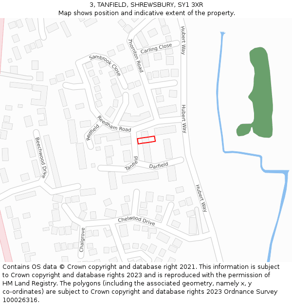 3, TANFIELD, SHREWSBURY, SY1 3XR: Location map and indicative extent of plot