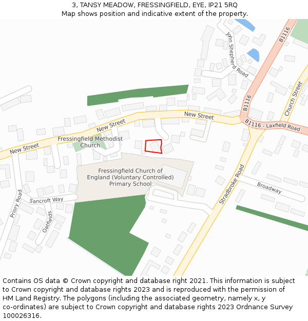 3, TANSY MEADOW, FRESSINGFIELD, EYE, IP21 5RQ: Location map and indicative extent of plot