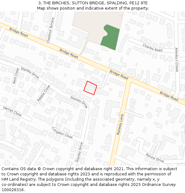 3, THE BIRCHES, SUTTON BRIDGE, SPALDING, PE12 9TE: Location map and indicative extent of plot