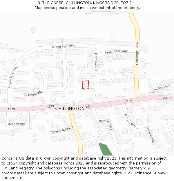3, THE COPSE, CHILLINGTON, KINGSBRIDGE, TQ7 2HL: Location map and indicative extent of plot