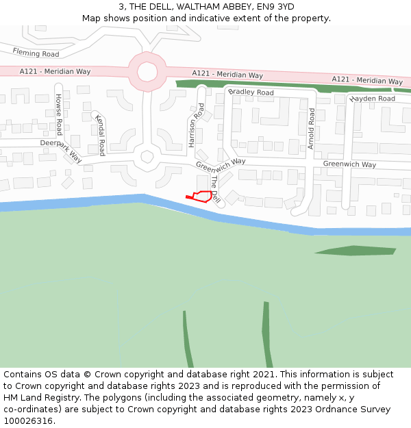 3, THE DELL, WALTHAM ABBEY, EN9 3YD: Location map and indicative extent of plot