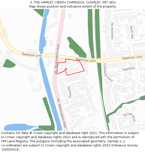 3, THE HAMLET, HEATH CHARNOCK, CHORLEY, PR7 4EG: Location map and indicative extent of plot