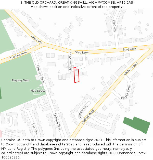 3, THE OLD ORCHARD, GREAT KINGSHILL, HIGH WYCOMBE, HP15 6AS: Location map and indicative extent of plot