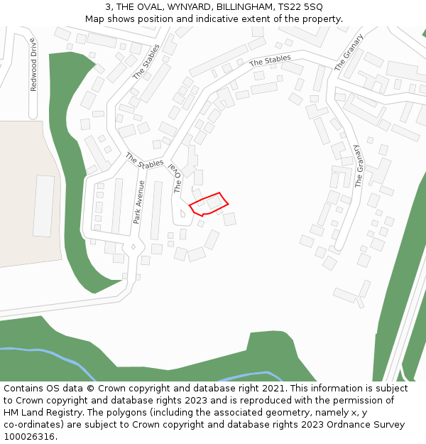 3, THE OVAL, WYNYARD, BILLINGHAM, TS22 5SQ: Location map and indicative extent of plot