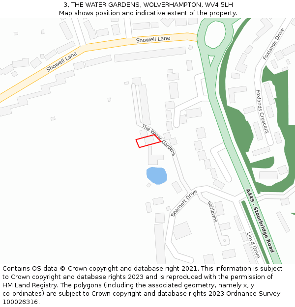 3, THE WATER GARDENS, WOLVERHAMPTON, WV4 5LH: Location map and indicative extent of plot