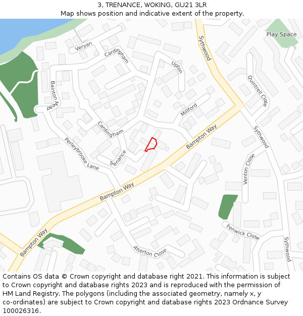 3, TRENANCE, WOKING, GU21 3LR: Location map and indicative extent of plot