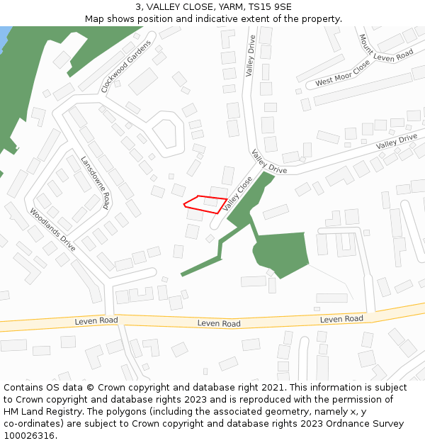 3, VALLEY CLOSE, YARM, TS15 9SE: Location map and indicative extent of plot