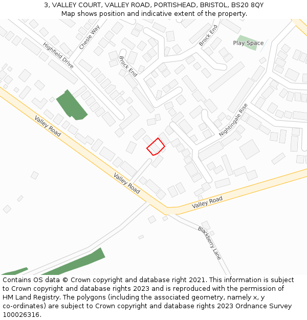 3, VALLEY COURT, VALLEY ROAD, PORTISHEAD, BRISTOL, BS20 8QY: Location map and indicative extent of plot