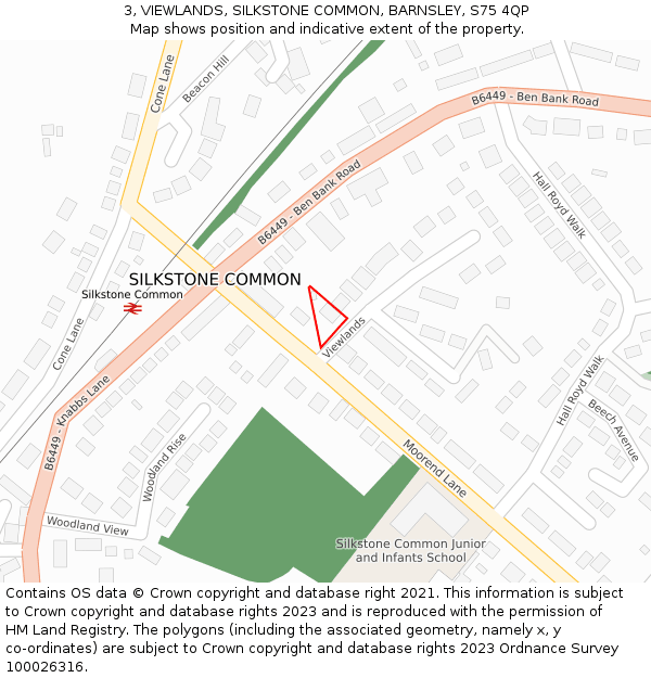 3, VIEWLANDS, SILKSTONE COMMON, BARNSLEY, S75 4QP: Location map and indicative extent of plot