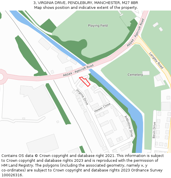 3, VIRGINIA DRIVE, PENDLEBURY, MANCHESTER, M27 8BR: Location map and indicative extent of plot