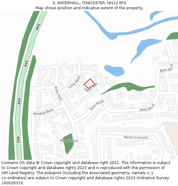 3, WATERHALL, TOWCESTER, NN12 6FG: Location map and indicative extent of plot