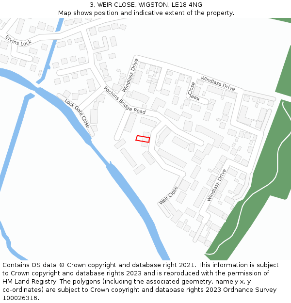 3, WEIR CLOSE, WIGSTON, LE18 4NG: Location map and indicative extent of plot