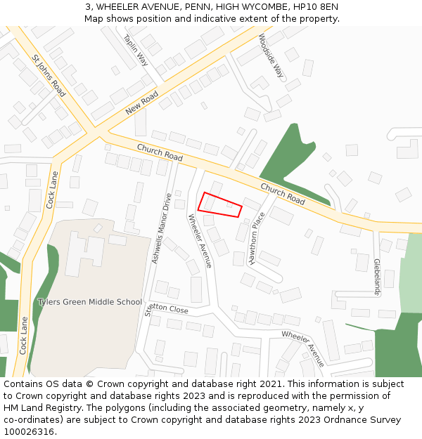 3, WHEELER AVENUE, PENN, HIGH WYCOMBE, HP10 8EN: Location map and indicative extent of plot