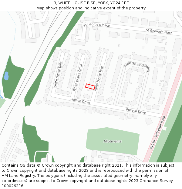 3, WHITE HOUSE RISE, YORK, YO24 1EE: Location map and indicative extent of plot