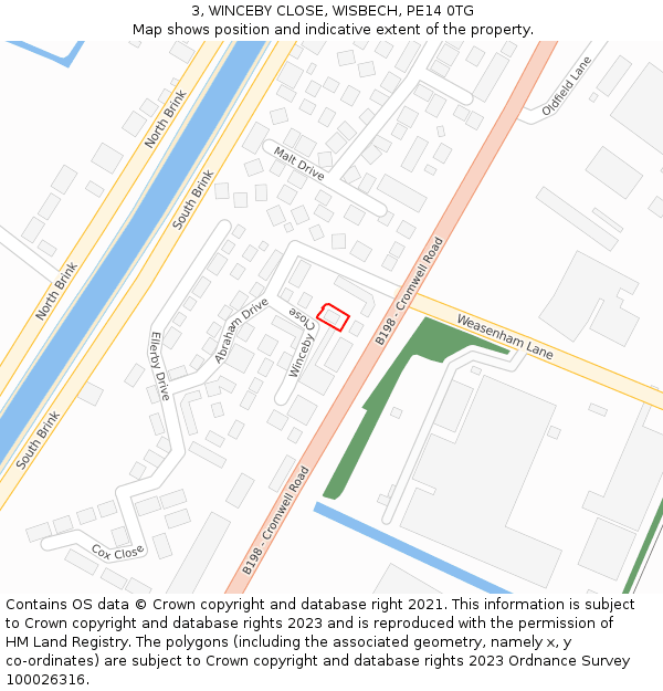 3, WINCEBY CLOSE, WISBECH, PE14 0TG: Location map and indicative extent of plot