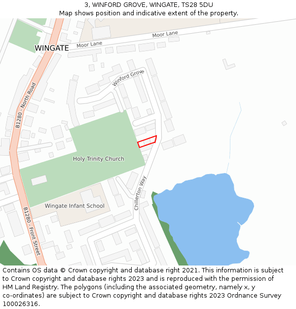 3, WINFORD GROVE, WINGATE, TS28 5DU: Location map and indicative extent of plot