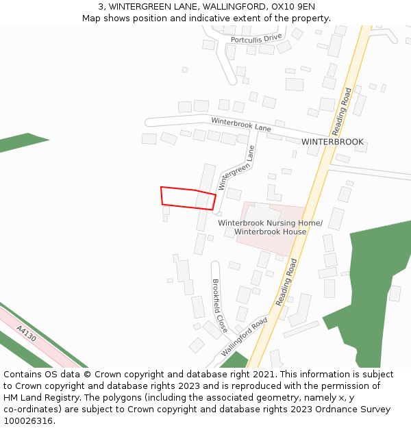 3, WINTERGREEN LANE, WALLINGFORD, OX10 9EN: Location map and indicative extent of plot