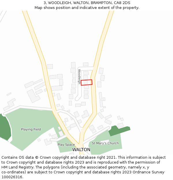 3, WOODLEIGH, WALTON, BRAMPTON, CA8 2DS: Location map and indicative extent of plot