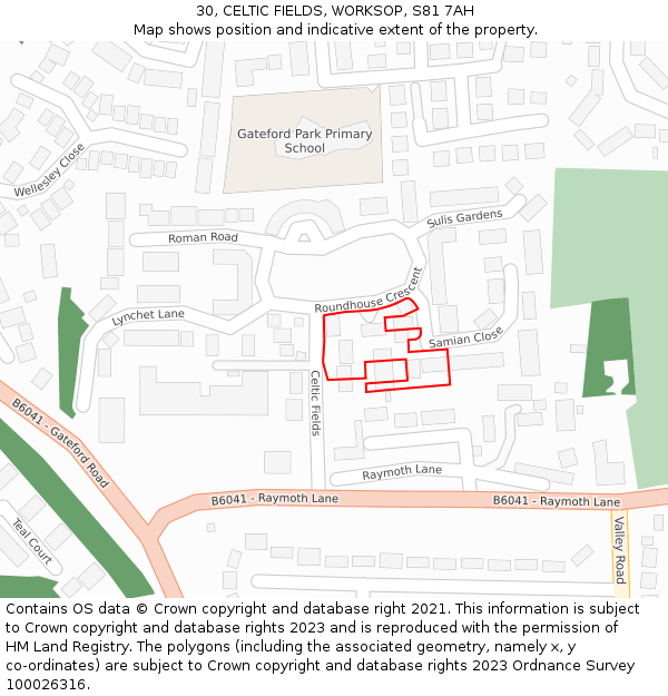 30, CELTIC FIELDS, WORKSOP, S81 7AH: Location map and indicative extent of plot