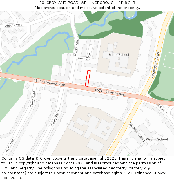 30, CROYLAND ROAD, WELLINGBOROUGH, NN8 2LB: Location map and indicative extent of plot