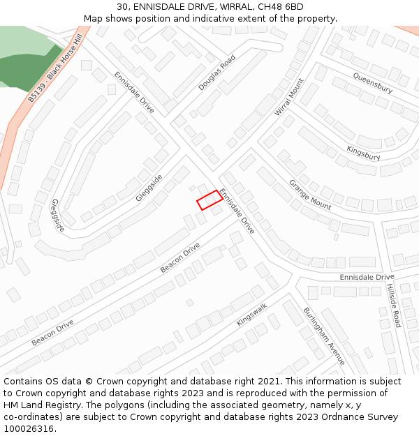 30, ENNISDALE DRIVE, WIRRAL, CH48 6BD: Location map and indicative extent of plot