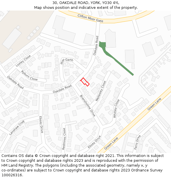 30, OAKDALE ROAD, YORK, YO30 4YL: Location map and indicative extent of plot
