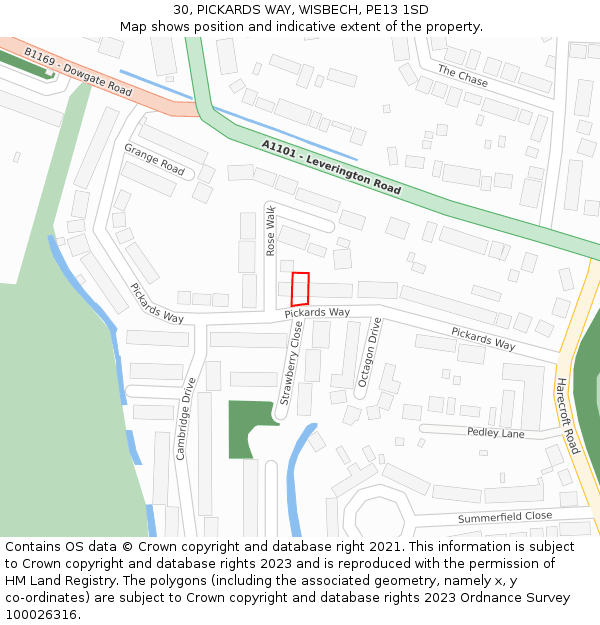 30, PICKARDS WAY, WISBECH, PE13 1SD: Location map and indicative extent of plot