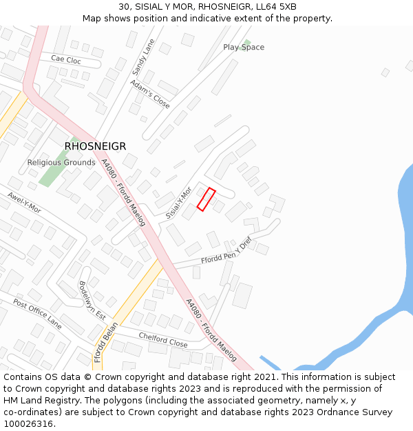 30, SISIAL Y MOR, RHOSNEIGR, LL64 5XB: Location map and indicative extent of plot