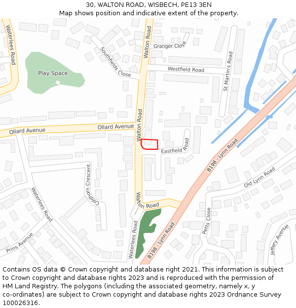 30, WALTON ROAD, WISBECH, PE13 3EN: Location map and indicative extent of plot