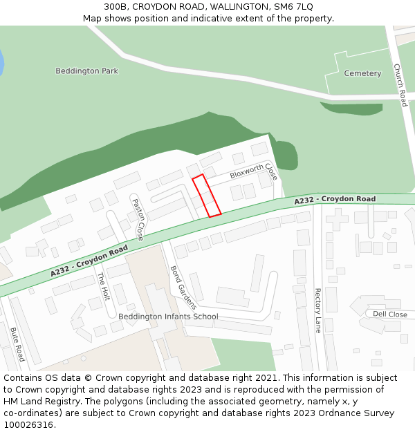 300B, CROYDON ROAD, WALLINGTON, SM6 7LQ: Location map and indicative extent of plot