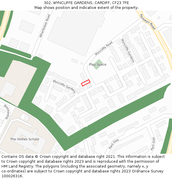 302, WYNCLIFFE GARDENS, CARDIFF, CF23 7FE: Location map and indicative extent of plot