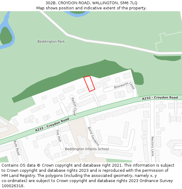 302B, CROYDON ROAD, WALLINGTON, SM6 7LQ: Location map and indicative extent of plot