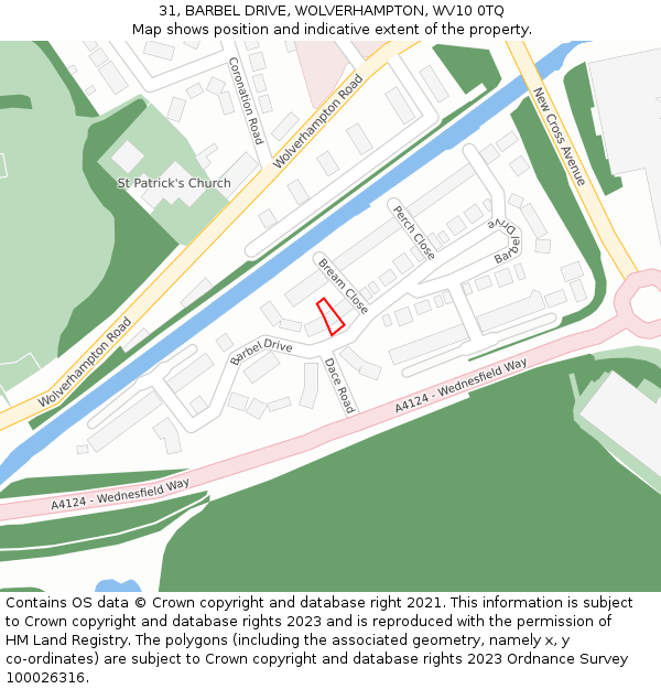 31, BARBEL DRIVE, WOLVERHAMPTON, WV10 0TQ: Location map and indicative extent of plot