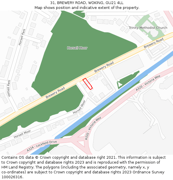 31, BREWERY ROAD, WOKING, GU21 4LL: Location map and indicative extent of plot