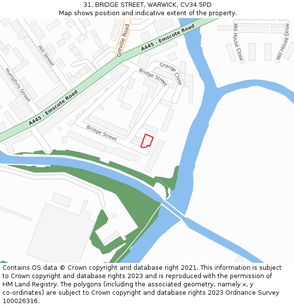 31, BRIDGE STREET, WARWICK, CV34 5PD: Location map and indicative extent of plot