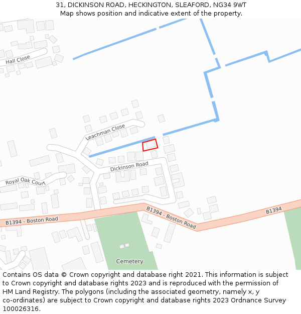 31, DICKINSON ROAD, HECKINGTON, SLEAFORD, NG34 9WT: Location map and indicative extent of plot