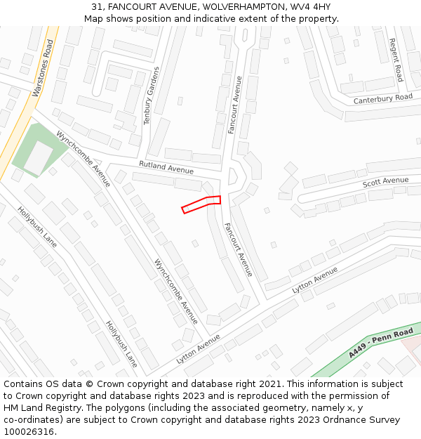 31, FANCOURT AVENUE, WOLVERHAMPTON, WV4 4HY: Location map and indicative extent of plot