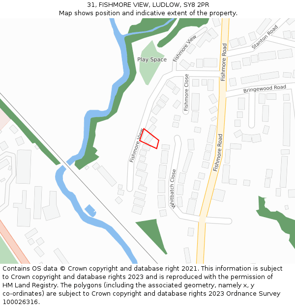 31, FISHMORE VIEW, LUDLOW, SY8 2PR: Location map and indicative extent of plot