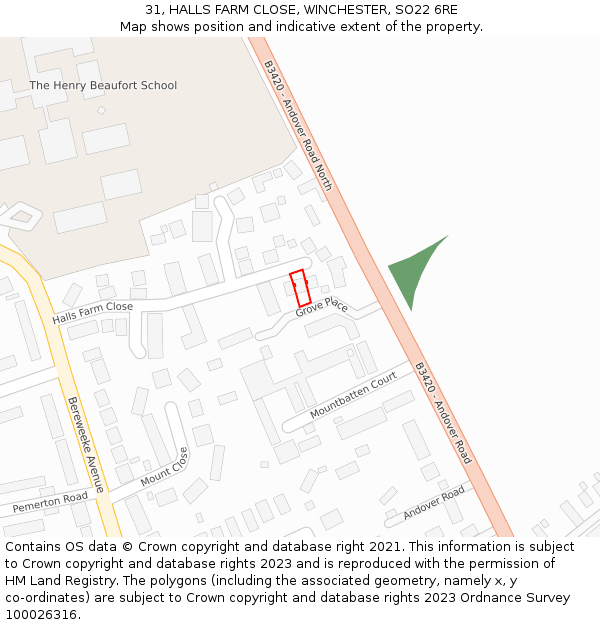 31, HALLS FARM CLOSE, WINCHESTER, SO22 6RE: Location map and indicative extent of plot