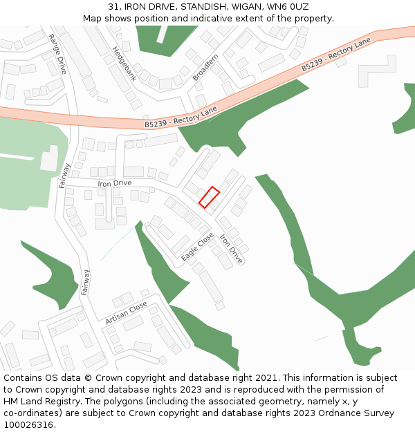 31, IRON DRIVE, STANDISH, WIGAN, WN6 0UZ: Location map and indicative extent of plot