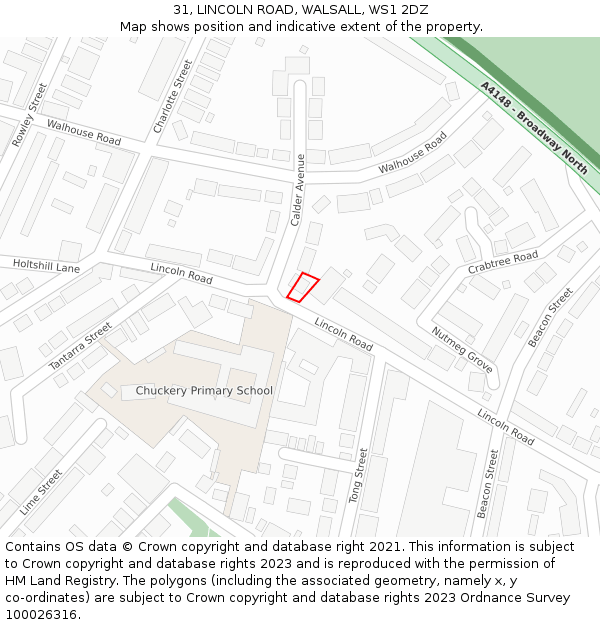 31, LINCOLN ROAD, WALSALL, WS1 2DZ: Location map and indicative extent of plot