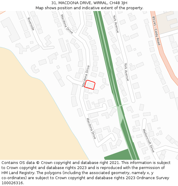 31, MACDONA DRIVE, WIRRAL, CH48 3JH: Location map and indicative extent of plot