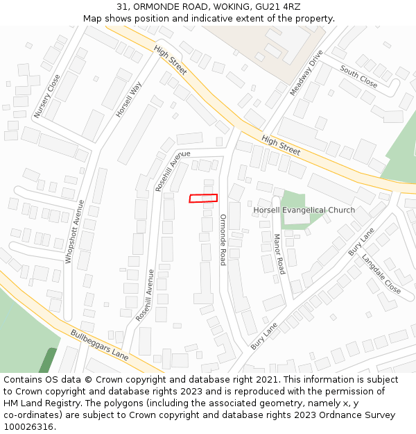 31, ORMONDE ROAD, WOKING, GU21 4RZ: Location map and indicative extent of plot