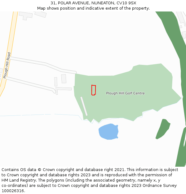 31, POLAR AVENUE, NUNEATON, CV10 9SX: Location map and indicative extent of plot