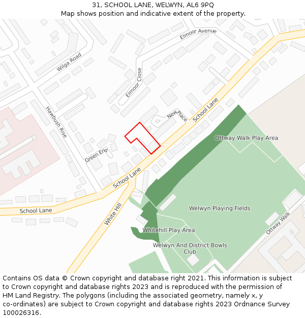 31, SCHOOL LANE, WELWYN, AL6 9PQ: Location map and indicative extent of plot